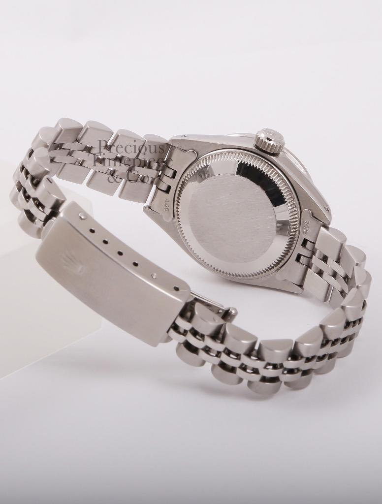 Rolex Ladies Datejust Stainless Steel 26mm Watch-Red Diamond Dial-Diamond Bezel