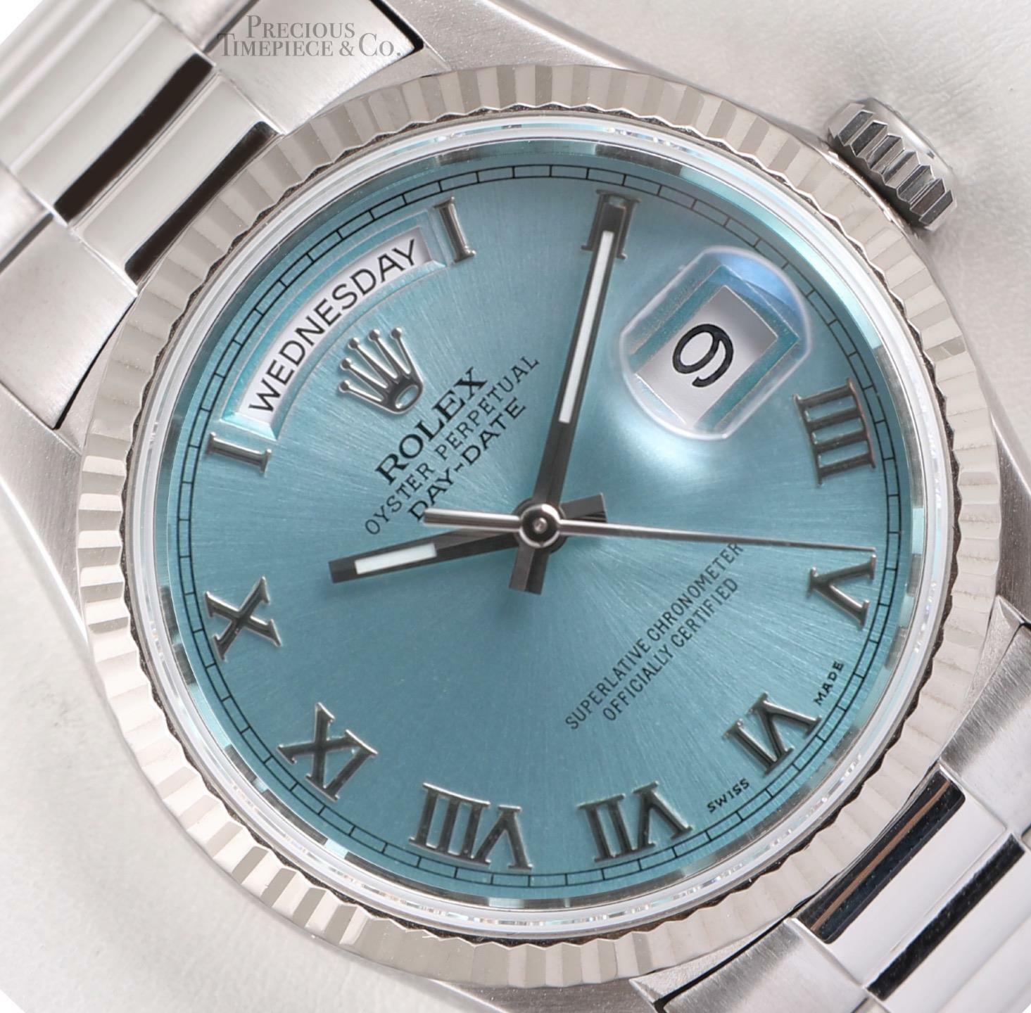 Rolex day date blue roman outlet dial