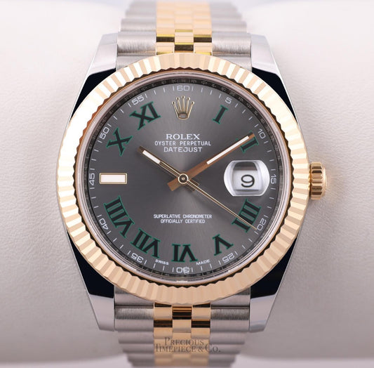 Rolex Datejust II 41mm Jubilee 126333 Two Tone 18k & Steel-Gray Roman Wimbledon