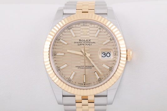 FULL SET 2023 Rolex Datejust 126333 41mm Golden Fluted Motif Dial - Jubilee