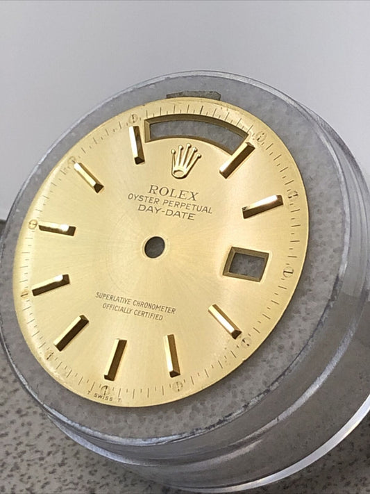 Authentic Rolex Day-Date 36mm Champagne Stick Dial Part-T Swiss T-18038-18238