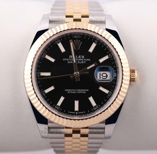 Rolex Datejust II 41mm Jubilee 126333 Two Tone 18k & Steel Black Stick Mark Dial