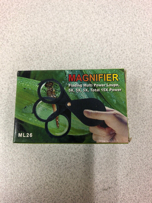 Brand New Magnifier Folding Multi Power Loupe 5x,5x,5x 15x Power