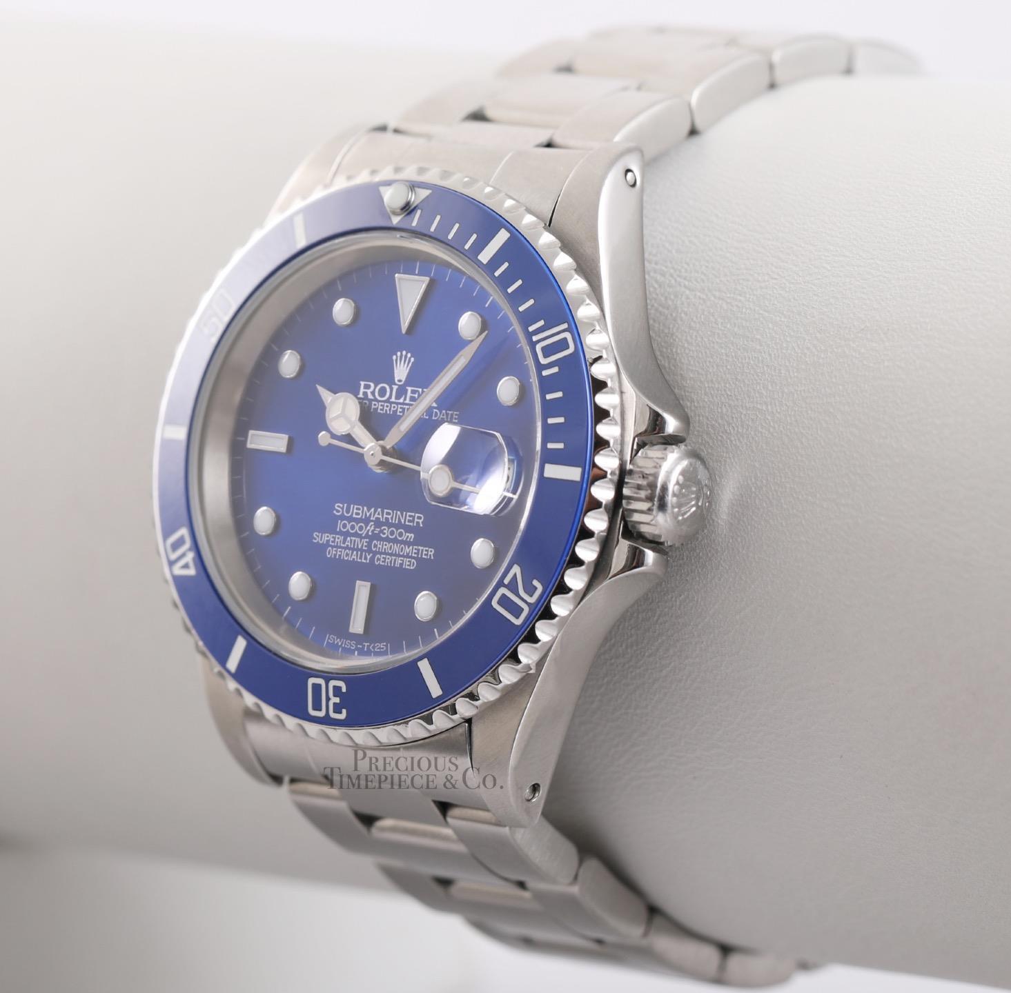 Rolex Submariner 16610 Date Stainless Steel 40mm-Custom Blue Ceramic & Blue Dial