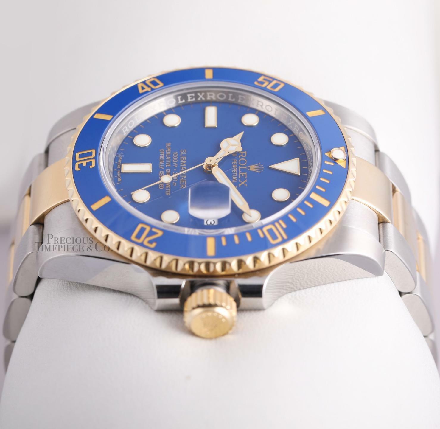 Rolex Submariner 116613LB Blue 18k Yellow Gold & Steel Ceramic Bezel 40mm Watch