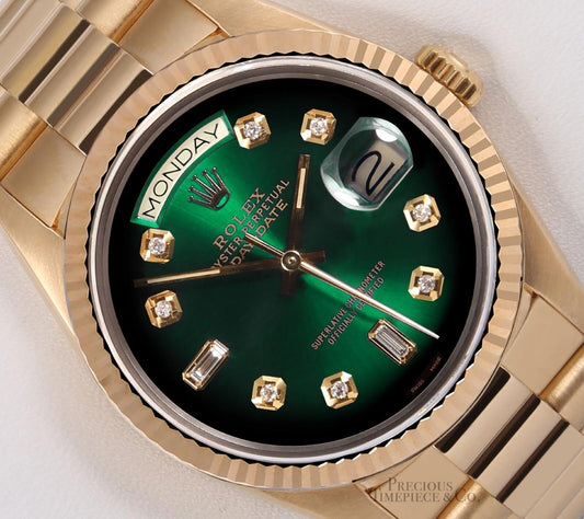 Rolex Day-Date 18238 President- 18k Yellow Gold 36mm-Green Ombre Diamond Dial