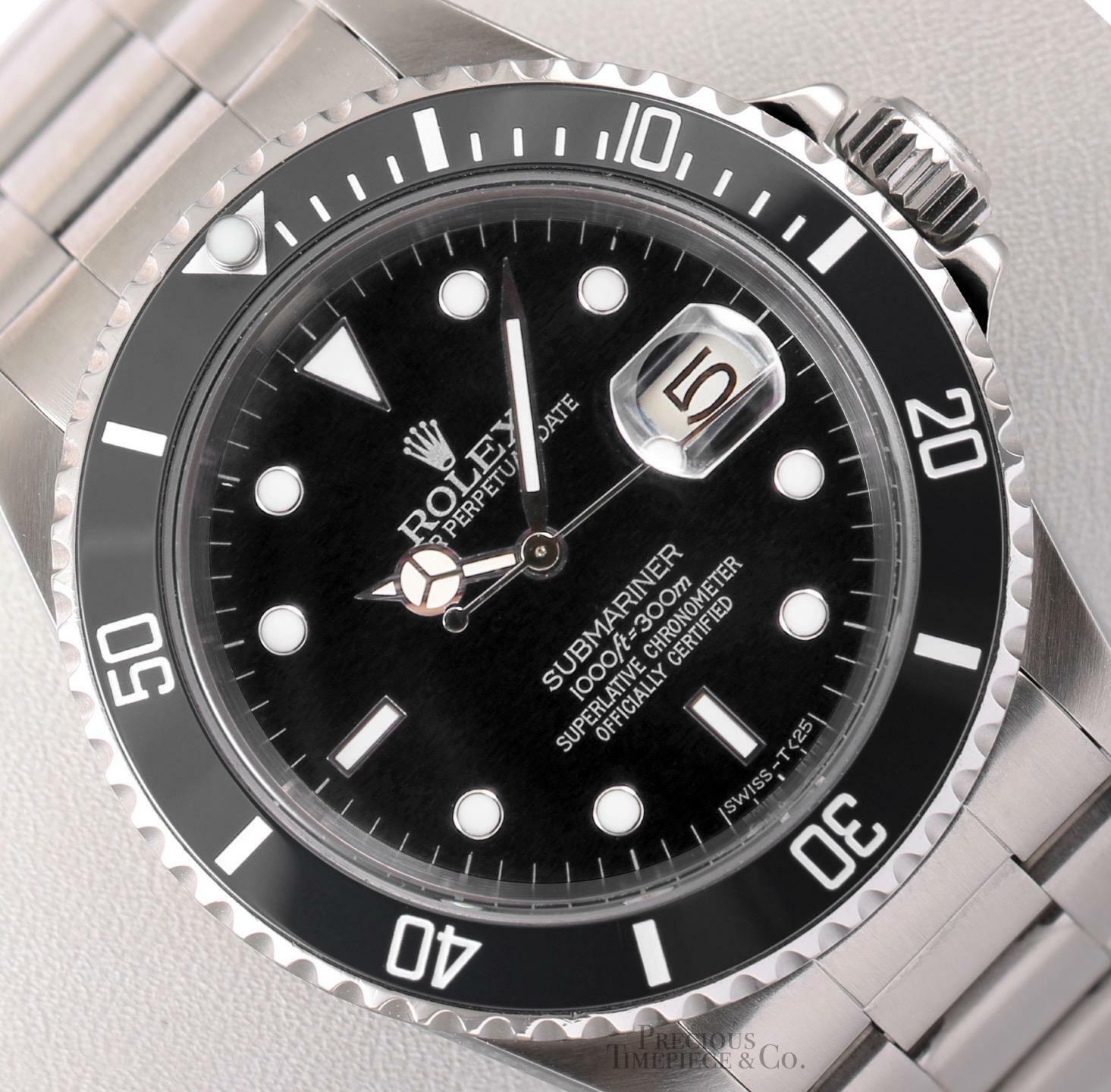 Rolex Submariner 16610 Date Stainless Steel 40mm Watch-Black Dial-Black Bezel