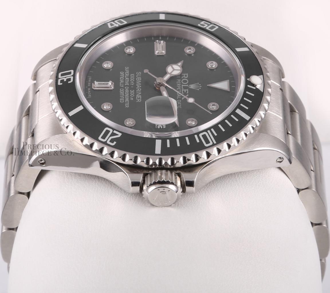 Rolex Submariner Date 16610 Steel 40mm-Custom Black Diamond Dial& Black Ceramic