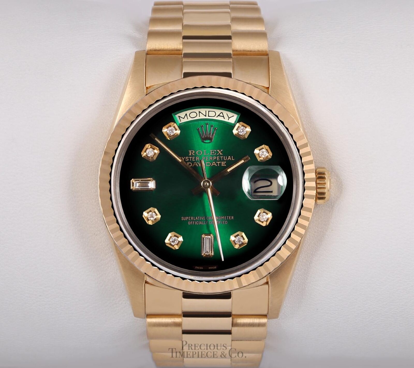 Rolex Day-Date 18238 President- 18k Yellow Gold 36mm-Green Ombre Diamond Dial