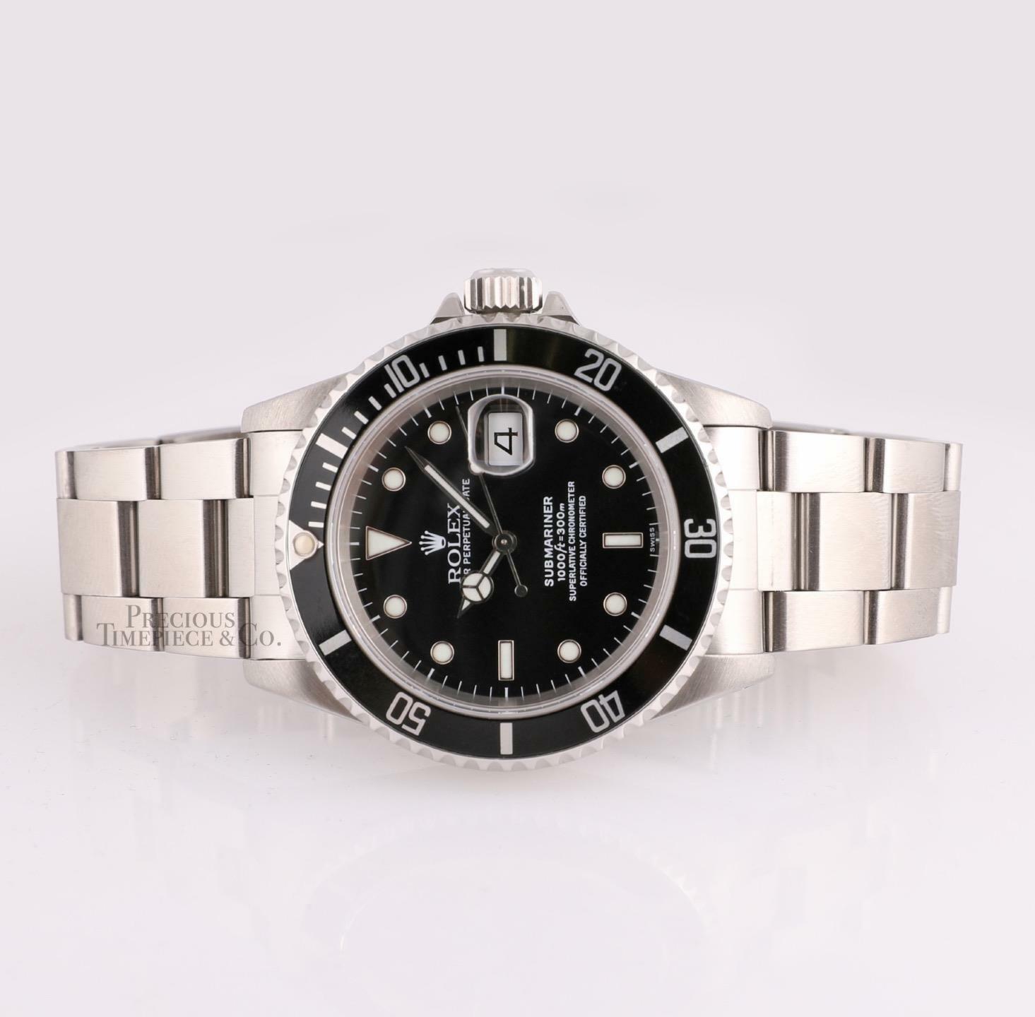 Rolex Men Submariner Date 16610A Steel Watch 40mm-FAT 4 Insert-1999 BOX/PAPER