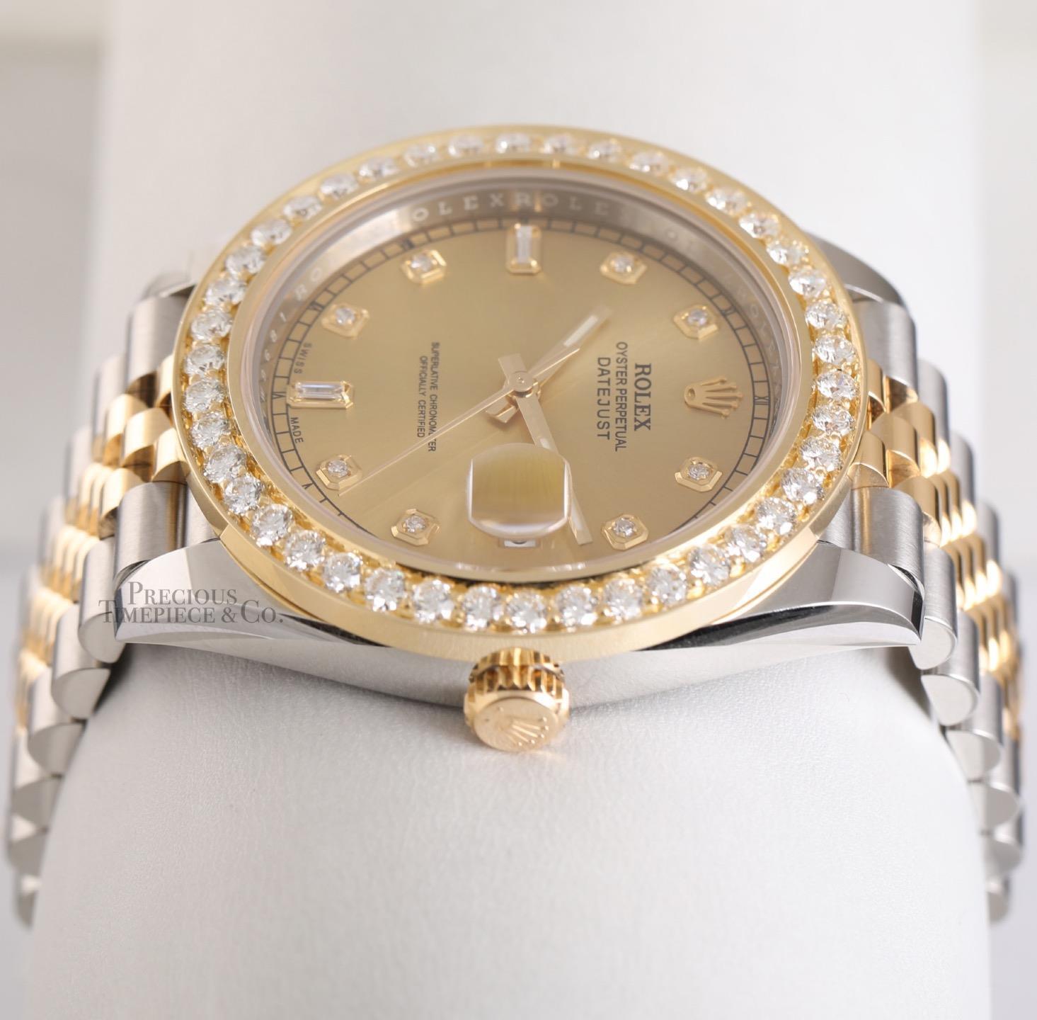 Rolex Datejust II 41mm 116333 Watch 18k 3CT Diamond Bezel Champagne Diamond Dial