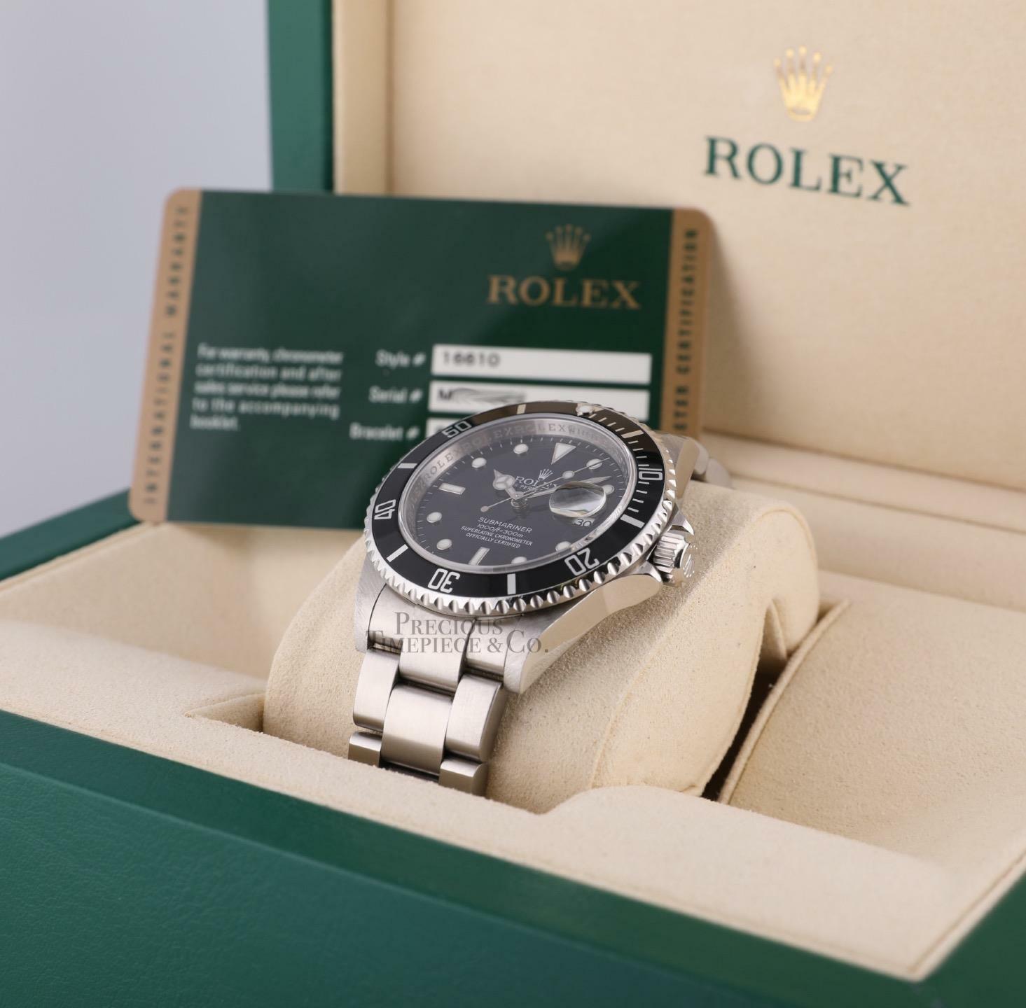 Rolex Men Submariner Date 16610 Black Stainless Steel Watch 40mm-2008 BOX/PAPER