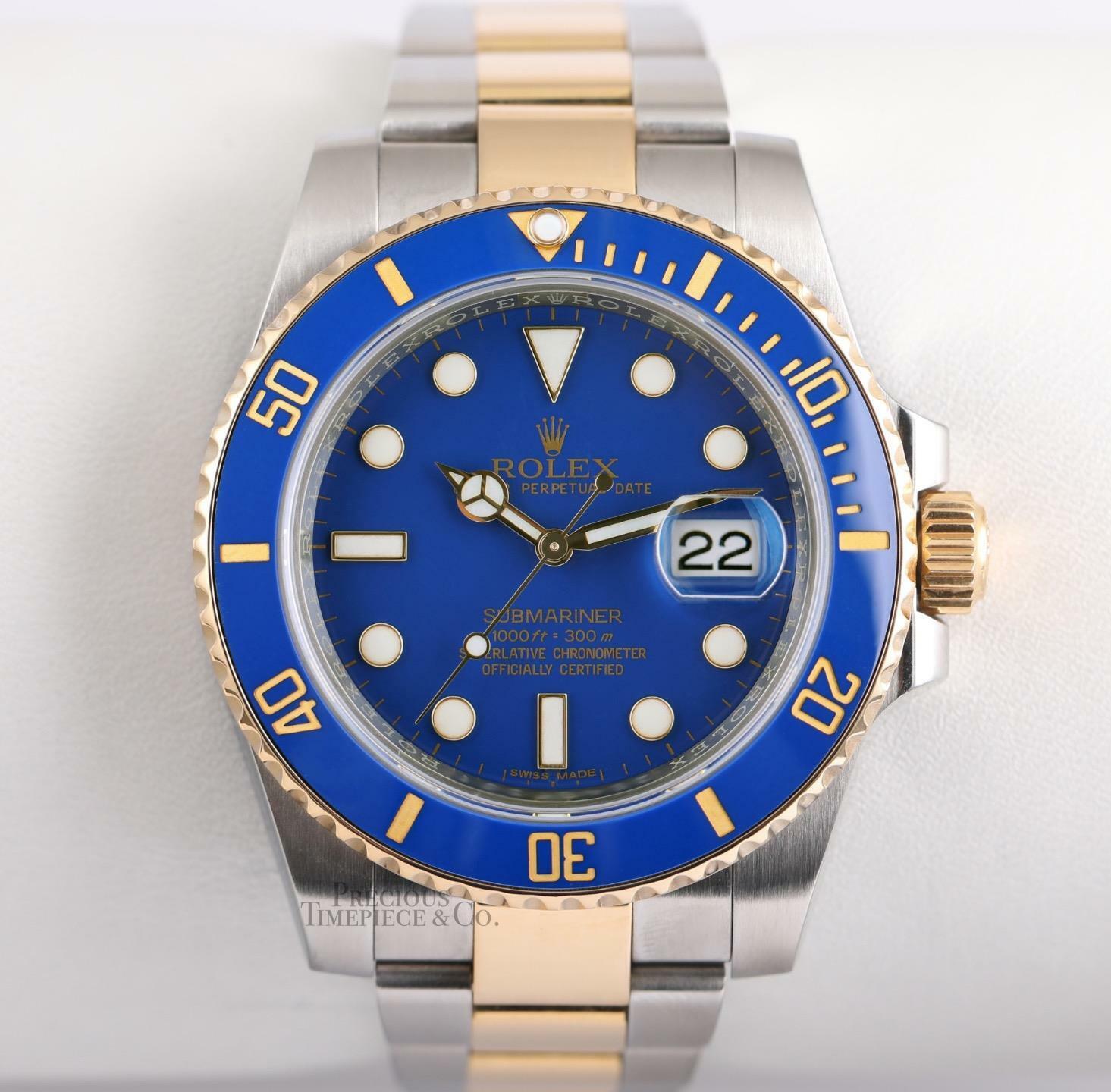 Rolex Submariner 116613LB Blue 18k Yellow Gold & Steel Ceramic Bezel 40mm Watch