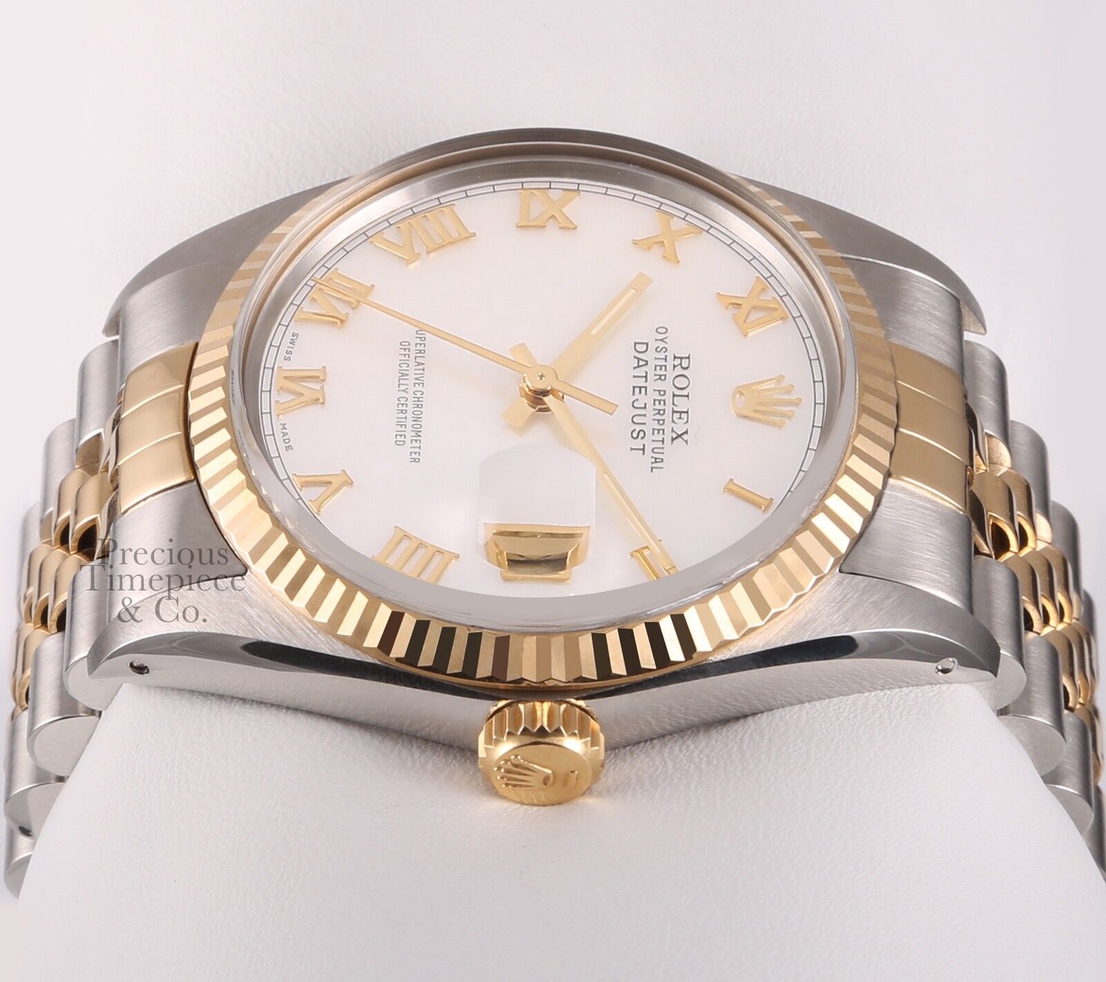 Rolex Datejust 36mm Two Tone Steel 18k Fluted Bezel-Roman White MOP Dial