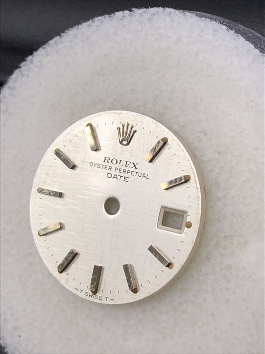 Original Rolex Lady Date 26mm Silver Linen Stick Dial part-T Swiss T-6917