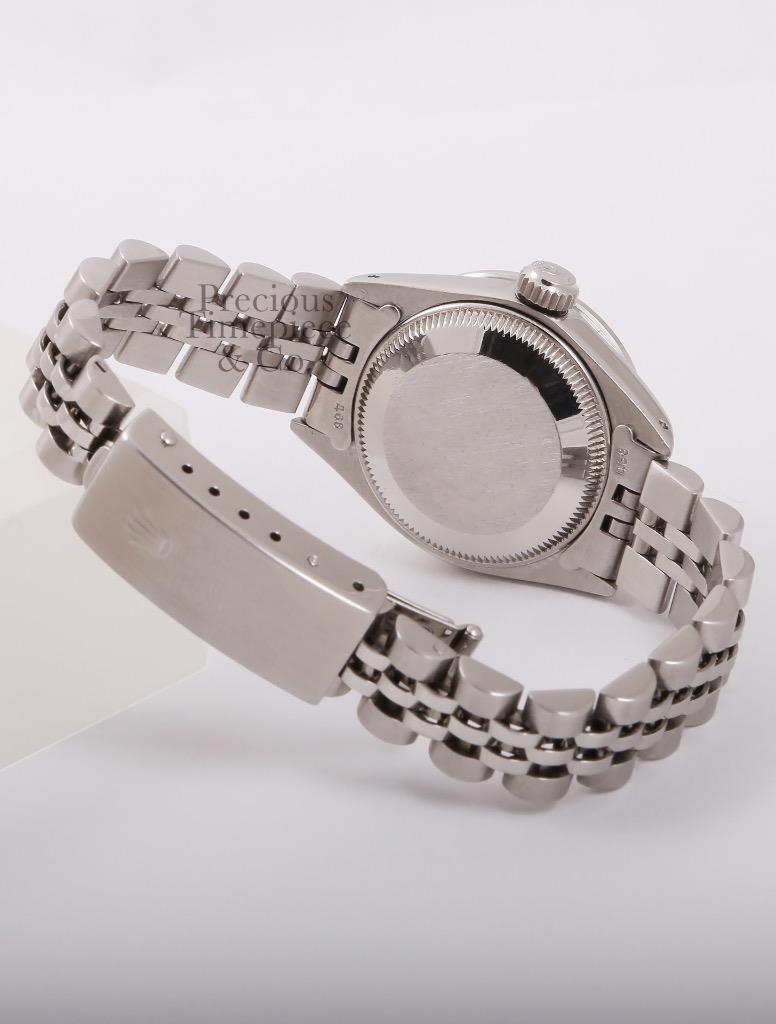 Rolex Lady Datejust Stainless Steel 26mm-Black String Diamond Dial-Diamond Bezel