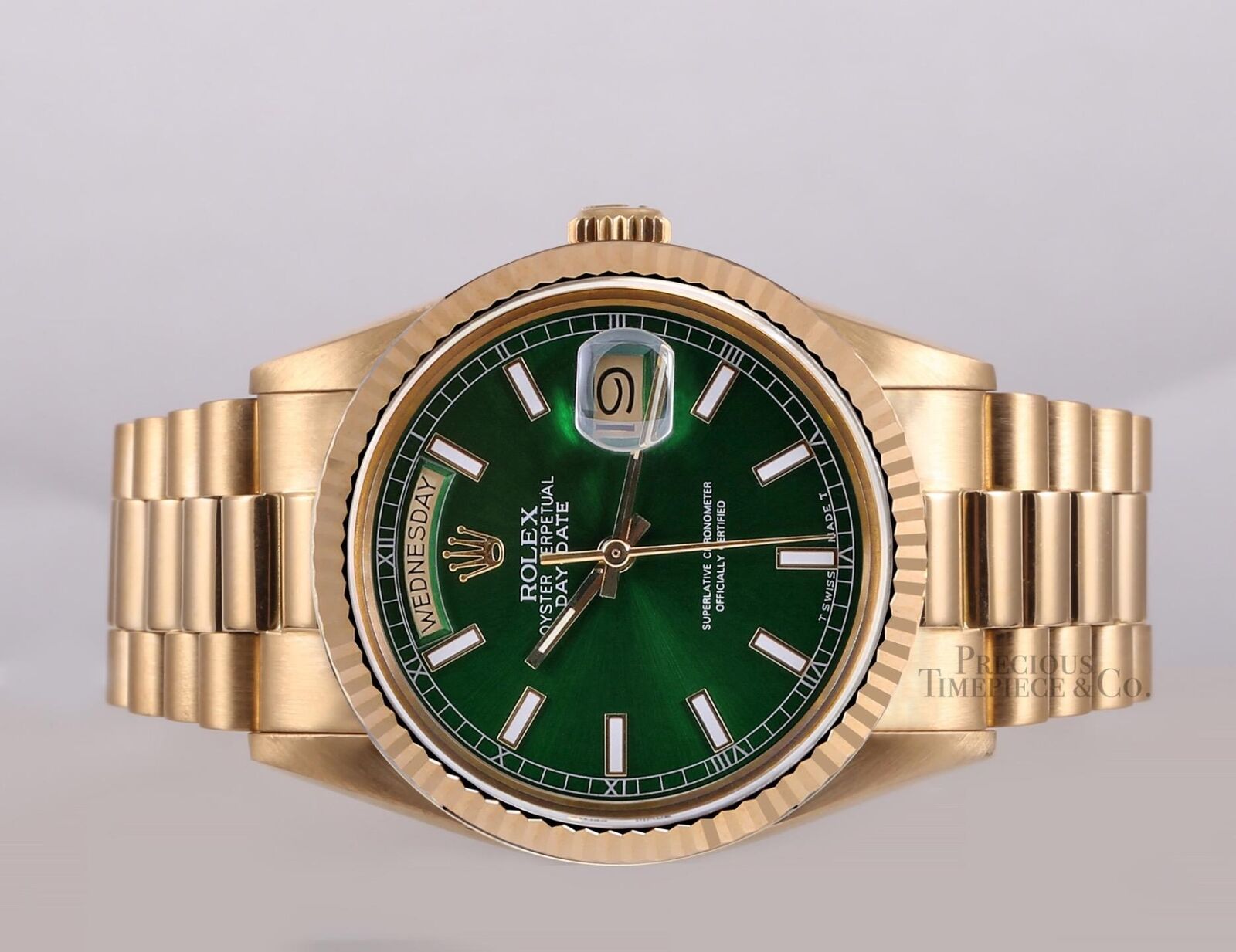 Rolex Day-Date 18238 36mm Green Stick Dial | Precious Timepiece