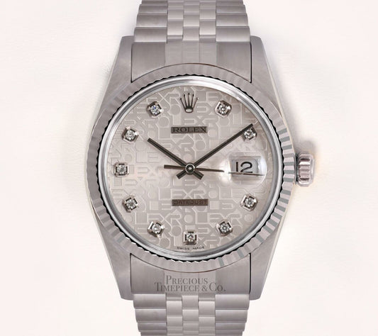 Rolex Men Datejust Stainless Steel 36mm Jubilee Diamond Dial-18k Fluted