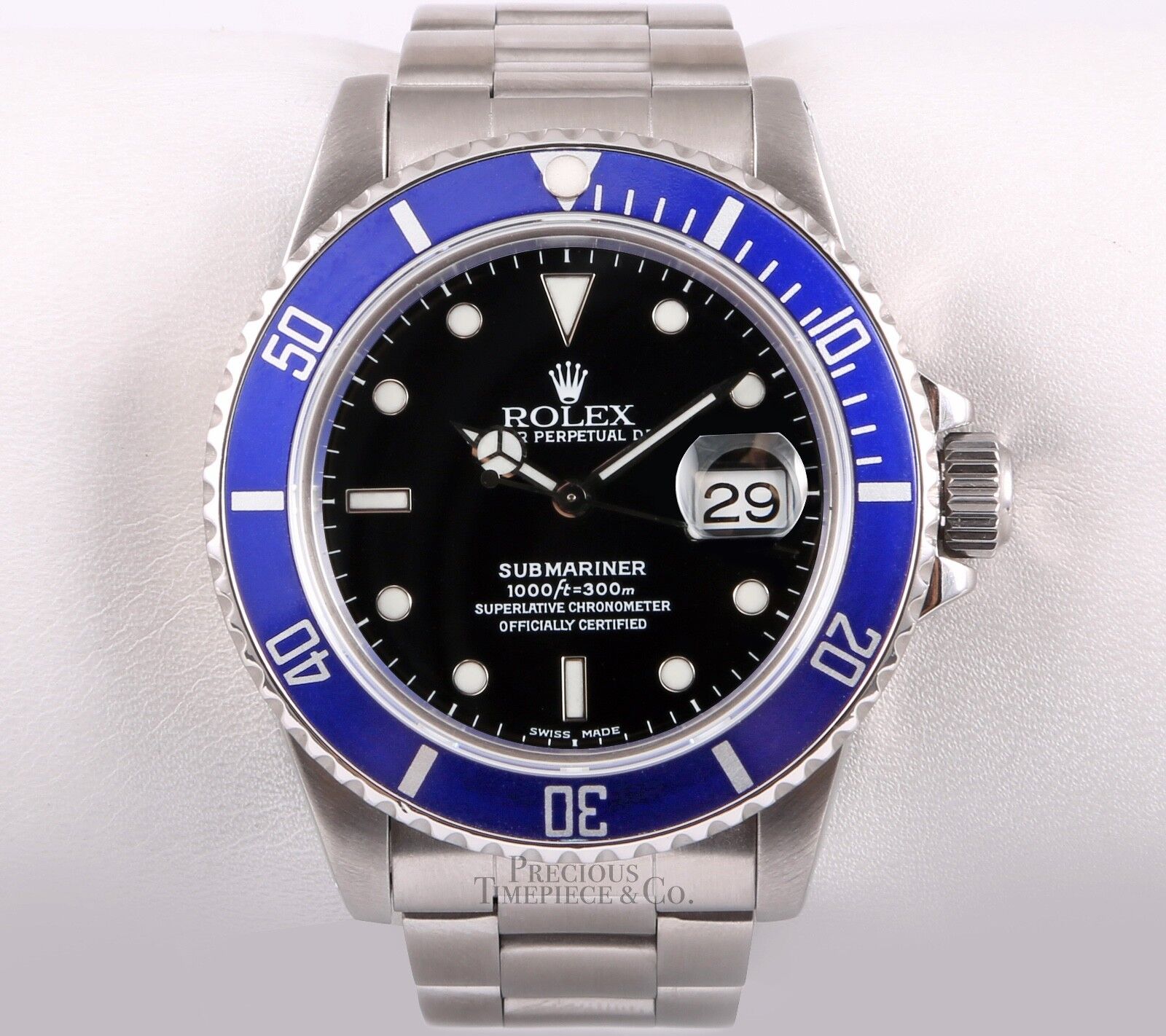 Rolex Mens Submariner Date 16610 Oyster Steel 40mm Watch-Blue Ceramic-Black Dial