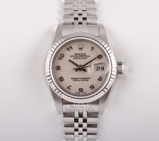 Rolex Lady Datejust Stainless Steel 26mm-18k Fluted Bezel-Ivory Jubilee Dial-