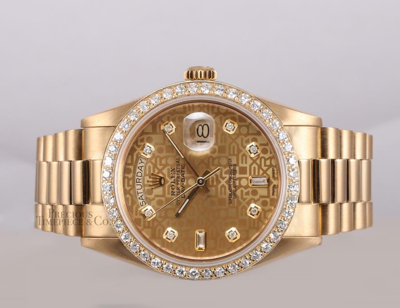 Rolex Day-Date 18038 President 36mm 18k Gold-Jubilee Diamond Dial-Diamond Bezel