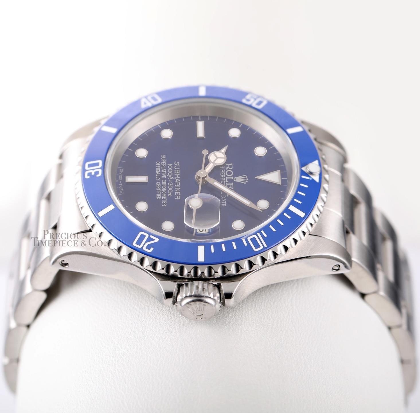 Rolex Submariner 16610 Date Stainless Steel 40mm-Custom Blue Ceramic & Blue Dial