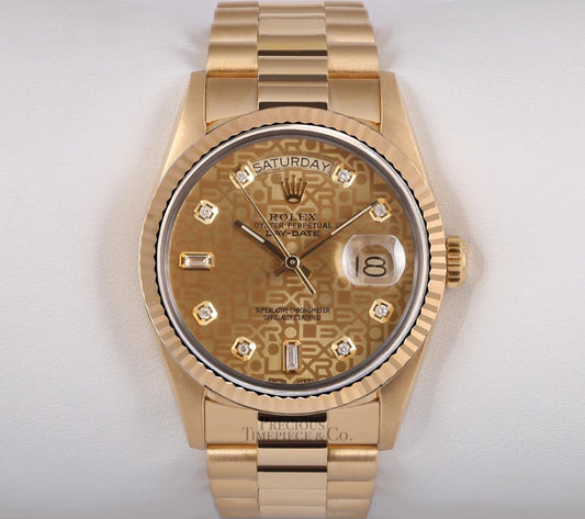 Rolex Men Day-Date 18238 President 36mm-18k Gold Watch-Gold Jubilee Diamond Dial