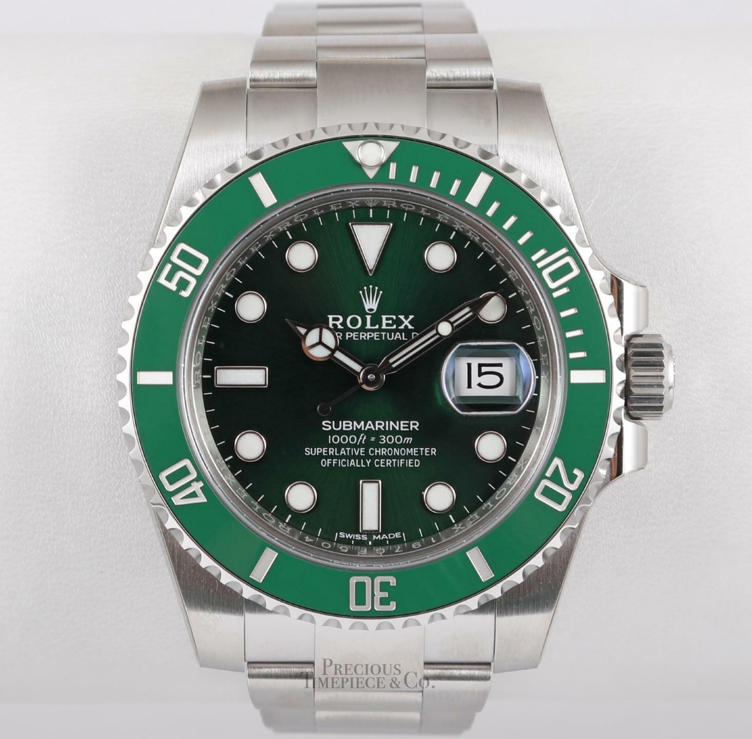 Rolex Submariner 40mm Date 116610LV HULK Steel Green Ceramic Bezel-Green Dial