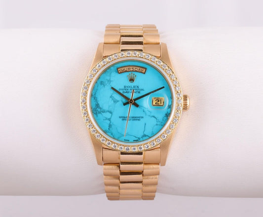 Rolex Men Day-Date 18238 President 18K Gold 36mm-Turquoise Marble Dial