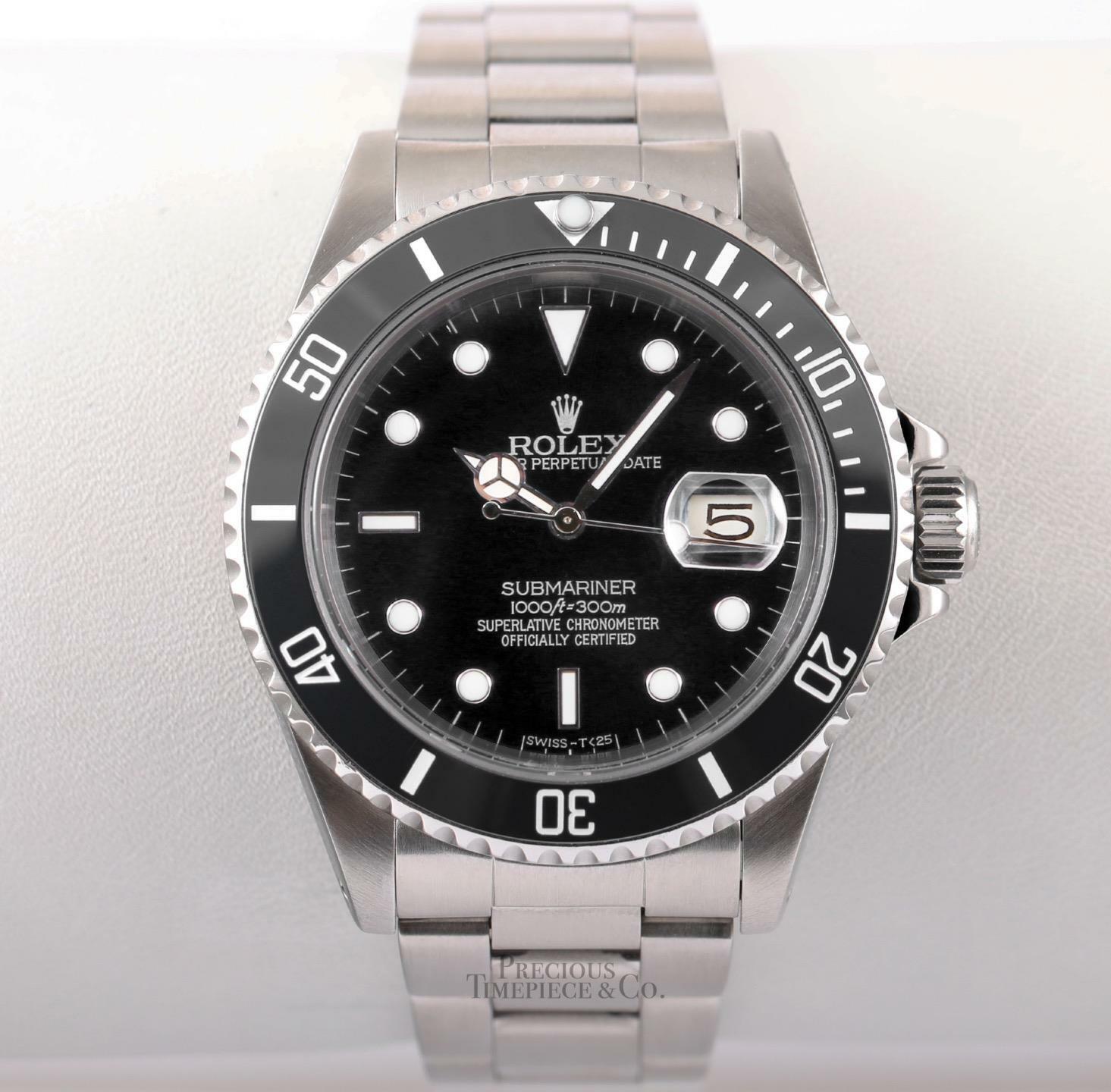 Rolex Submariner 16610 Date Stainless Steel 40mm Watch-Black Dial-Black Bezel