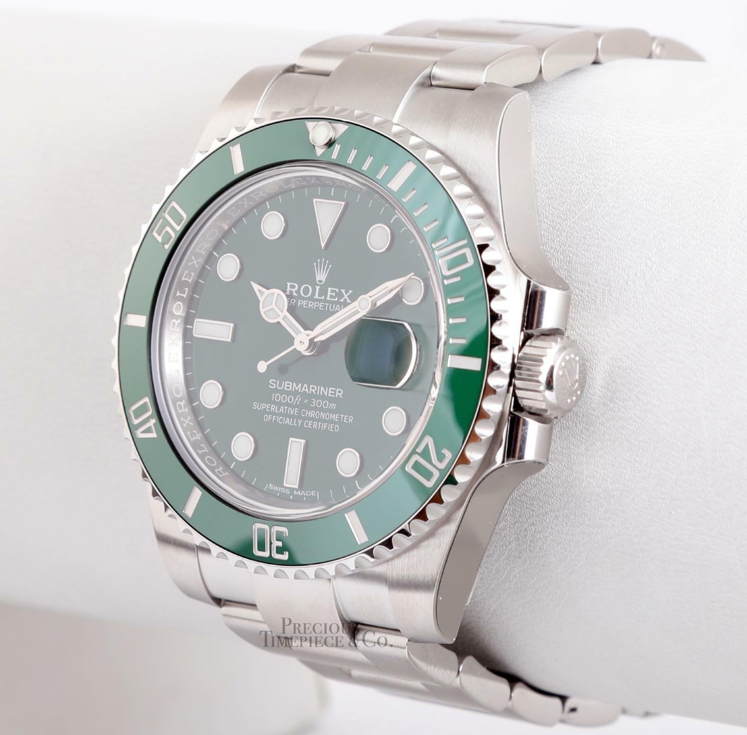 Rolex Submariner 40mm Date 116610LV HULK Steel Green Ceramic Bezel-Green Dial