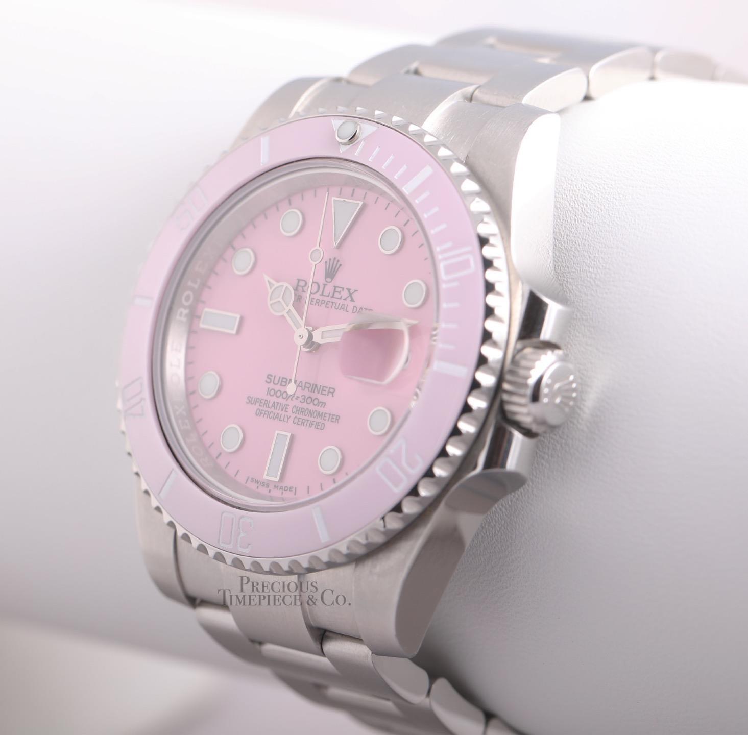 Rolex Submariner 116610 Date Steel 40mm-Custom Pink Ceramic Bezel & Pink Dial