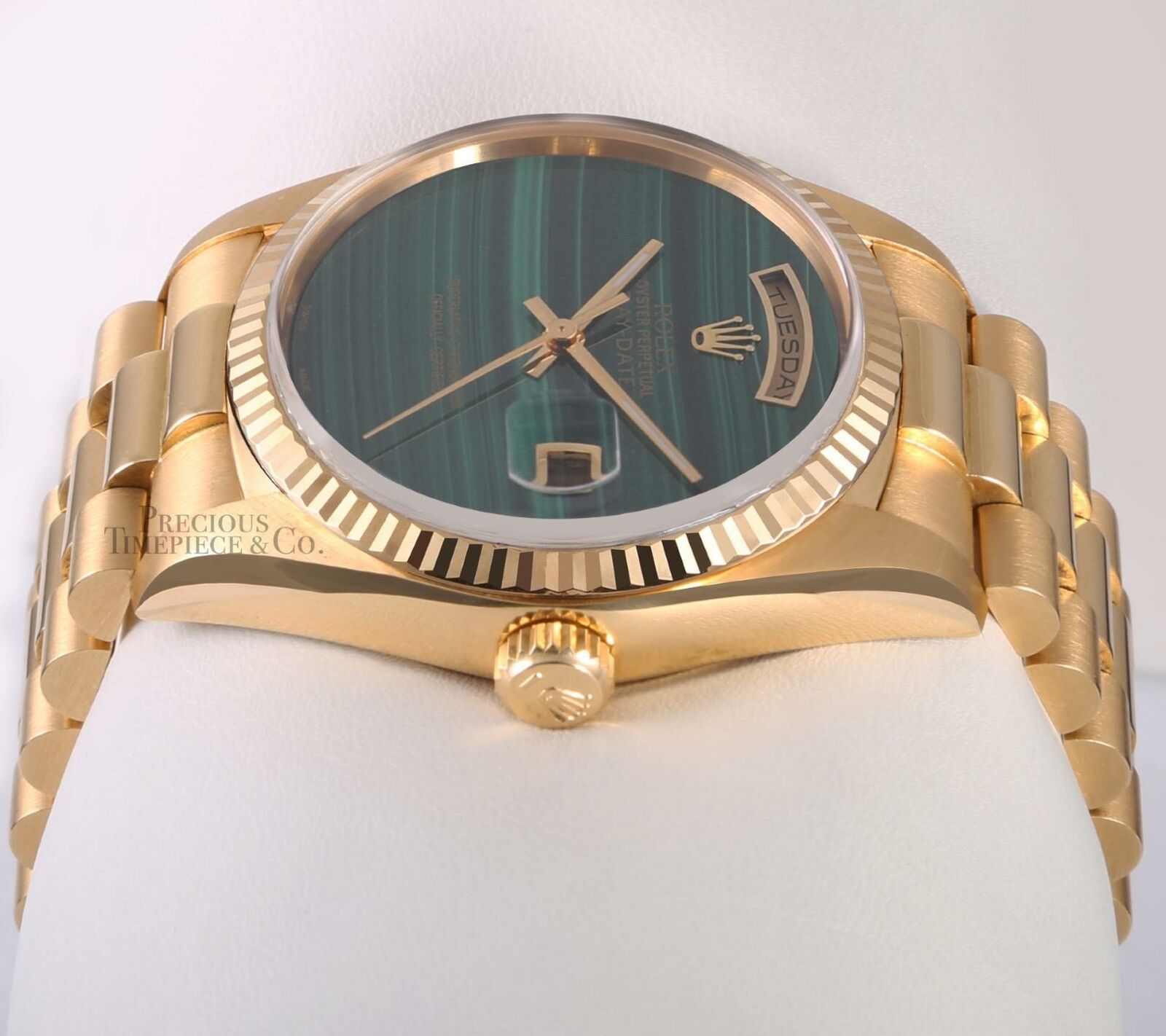 Rolex Men Day-Date 18238 Presidential 18k Gold 36mm-Malachite Green Marble Dial