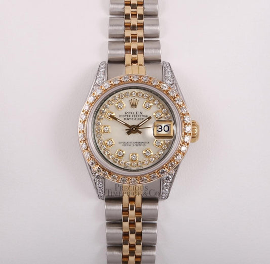 Rolex Lady Datejust 2 Tone White MOP String Diamond Dial-Diamond Bezel & Lugs