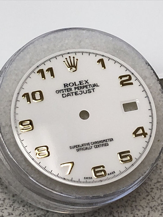 Authentic Rolex Datejust 36mm White Dial Gold Numeric Arab Dial Part 16013-16233