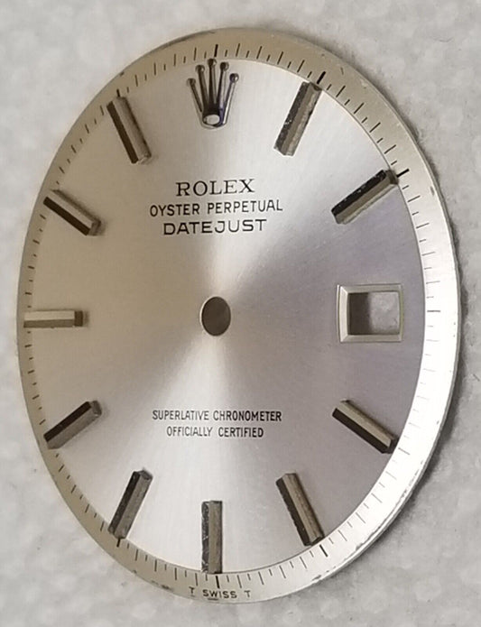 Original Rolex Mens Datejust 1601 Silver Stick Hour Mark-T Swiss T-MINT