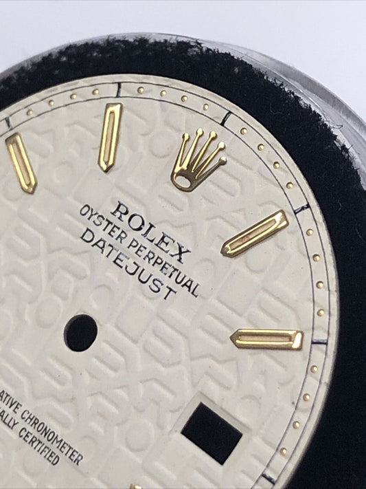 Rare Rolex Datejust Ivory Jubilee Dial Yellow Gold Index Hour Markers Part 16013