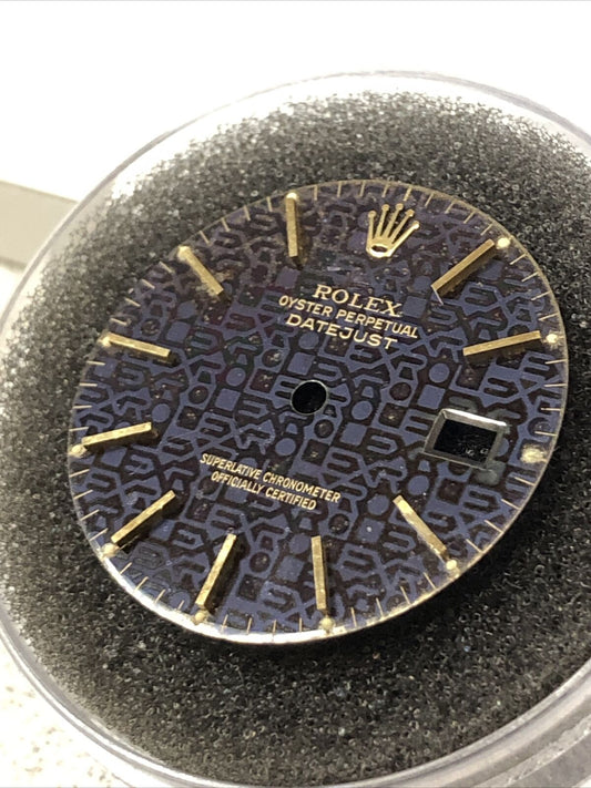 Rare Rolex Datejust Navy Blue Jubilee Gold Stick Marker Dial Part-16013-16233