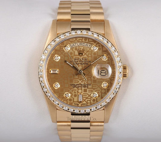 Rolex Day-Date 18038 President 36mm 18k Gold-Jubilee Diamond Dial-Diamond Bezel