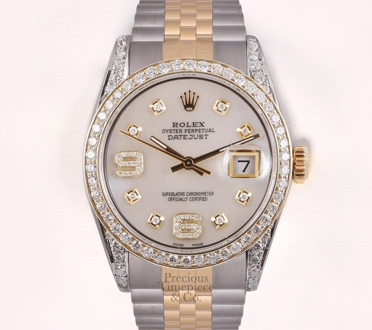 Rolex Datejust 36mm TT 18k Diamond Bezel-Diamond Lugs-White MOP 6&9 Diamond Dial