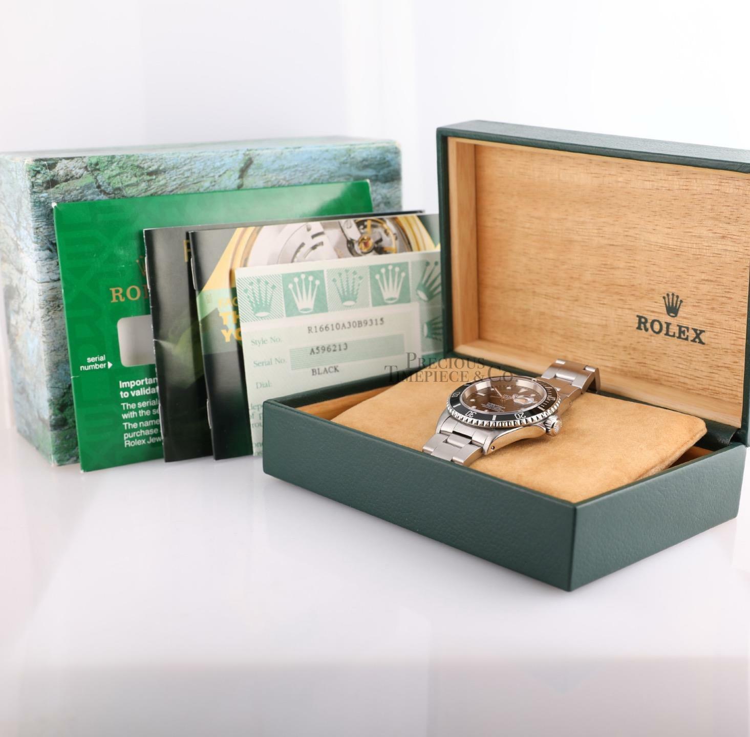 Rolex Men Submariner Date 16610A Steel Watch 40mm-FAT 4 Insert-1999 BOX/PAPER