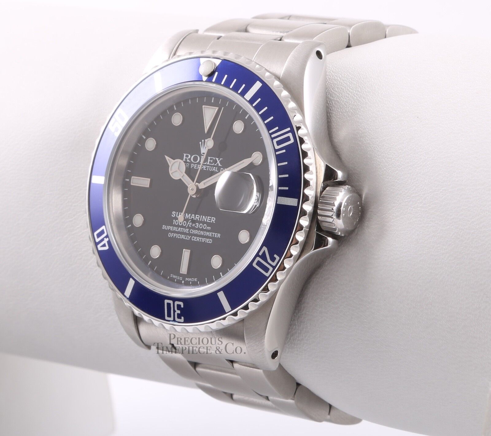 Rolex Mens Submariner Date 16610 Oyster Steel 40mm Watch-Blue Ceramic-Black Dial