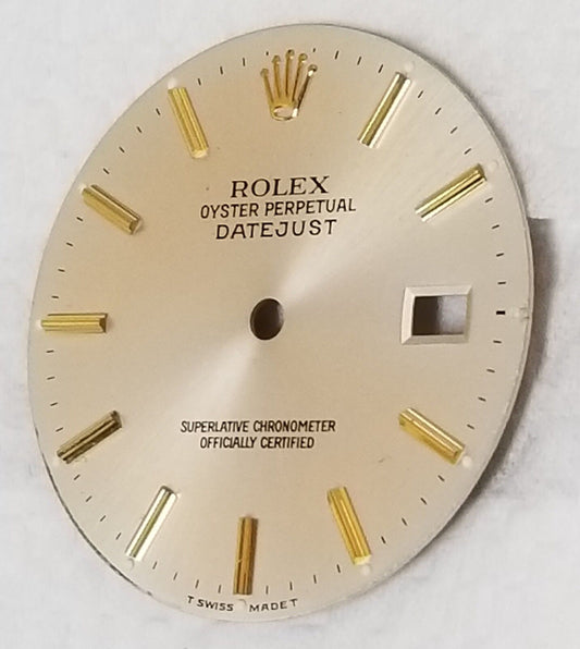 Rolex Datejust Silver Dial Part Gold Hour Stick Mark-T Swiss Made T-16013-16233