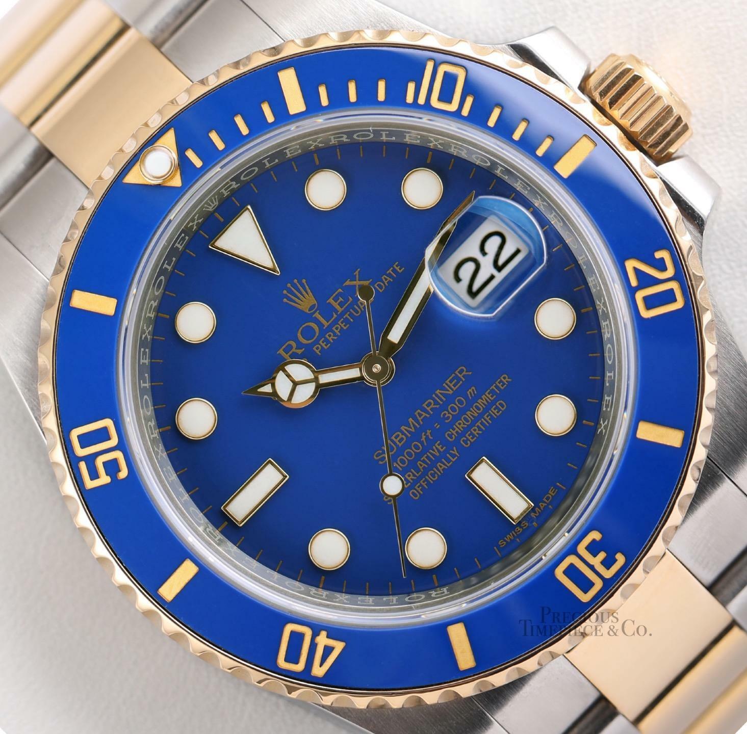 Rolex Submariner 116613LB Blue 18k Yellow Gold & Steel Ceramic Bezel 40mm Watch