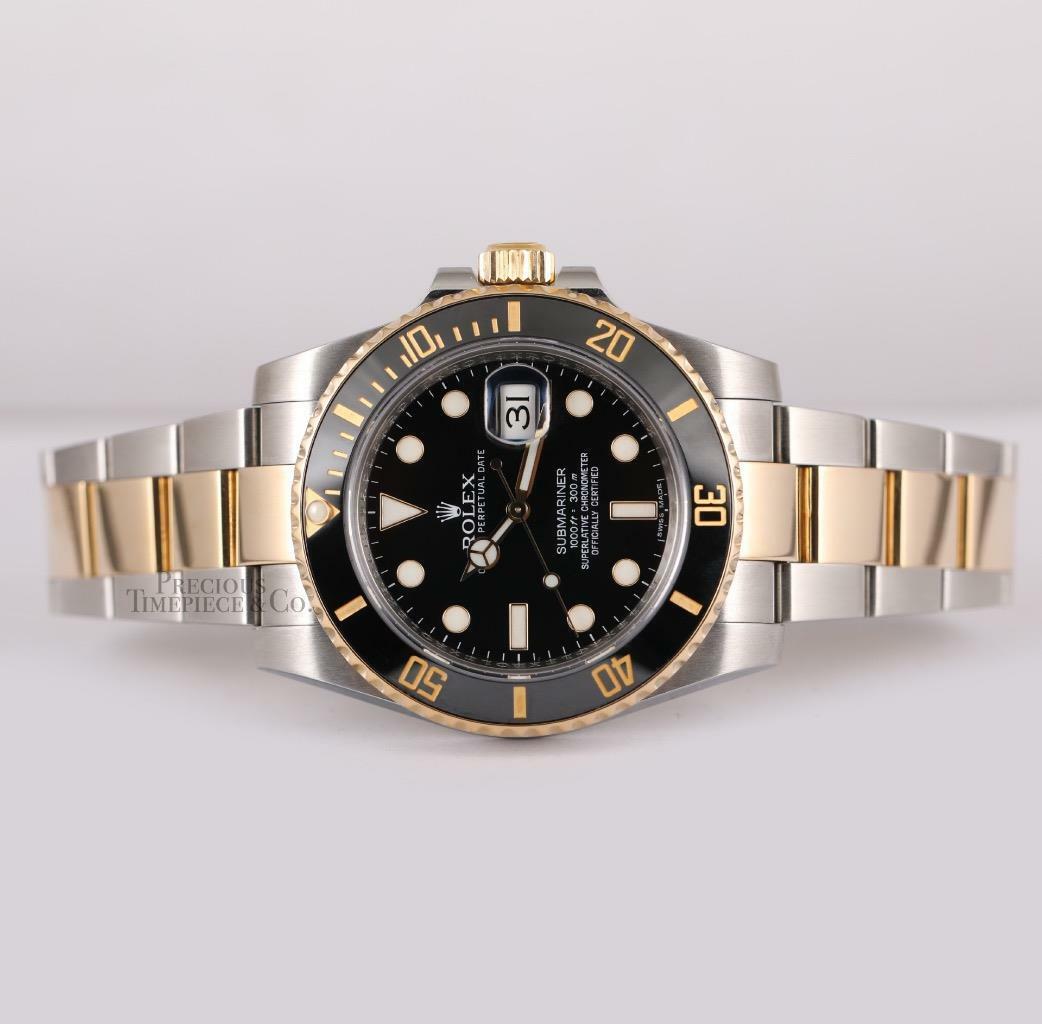 Rolex Submariner 116613LN 18k Yellow Gold & Steel Black Ceramic Bezel 40mm Watch