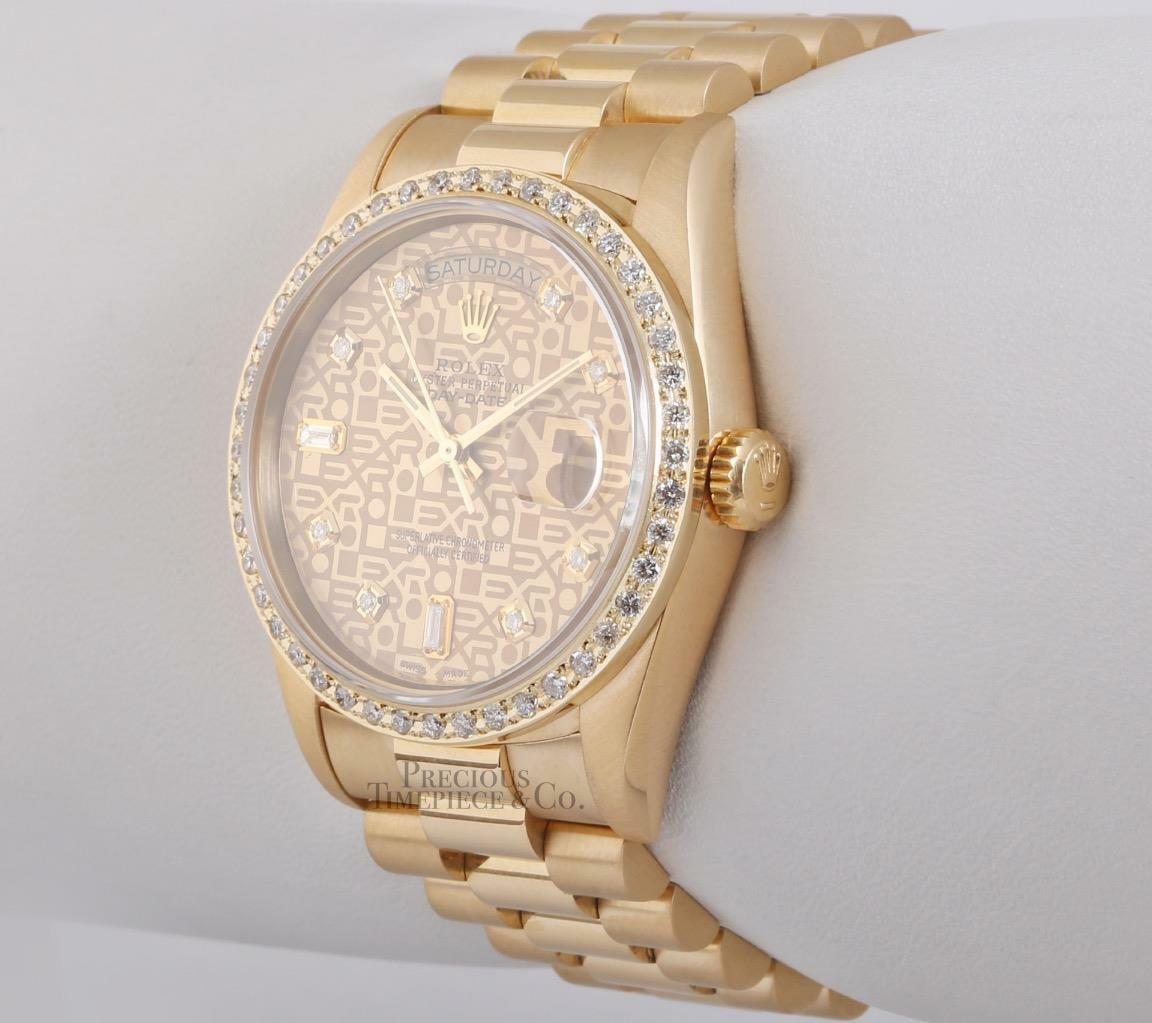 Rolex Day-Date 18038 President 36mm 18k Gold-Jubilee Diamond Dial-Diamond Bezel