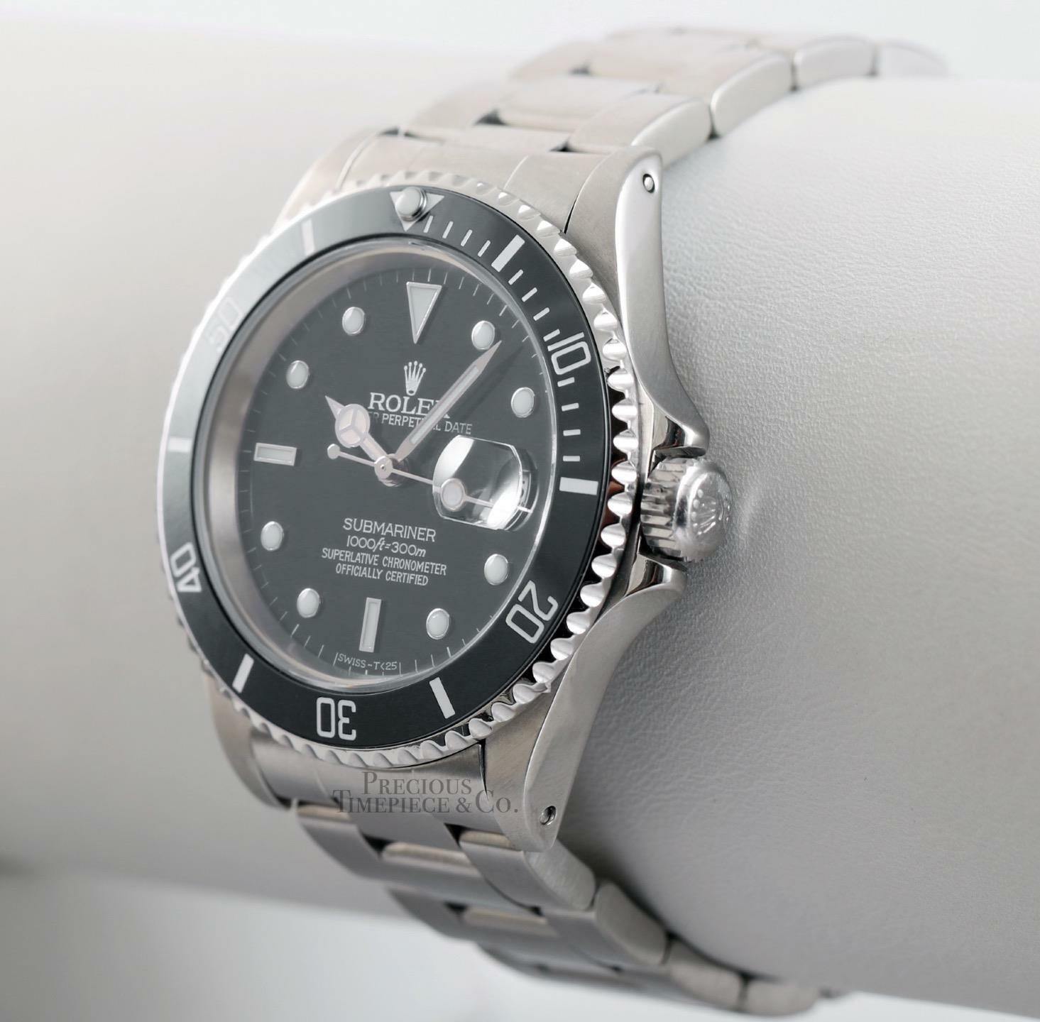 Rolex Submariner 16610 Date Stainless Steel 40mm Watch-Black Dial-Black Bezel