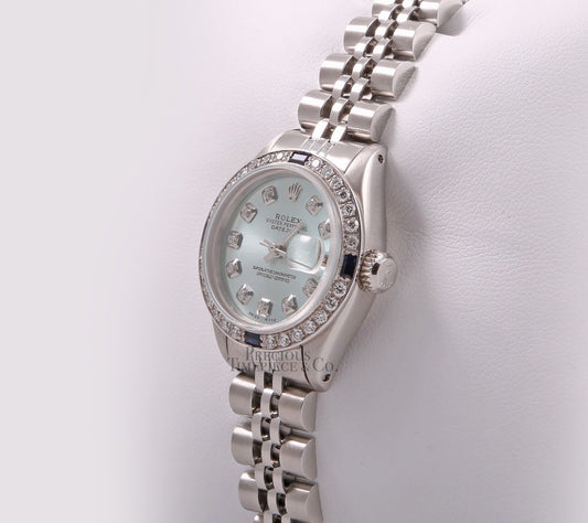 Rolex Lady Datejust S/Steel 26mm-Ice Blue Diamond Dial-Sapphire Diamond Bezel