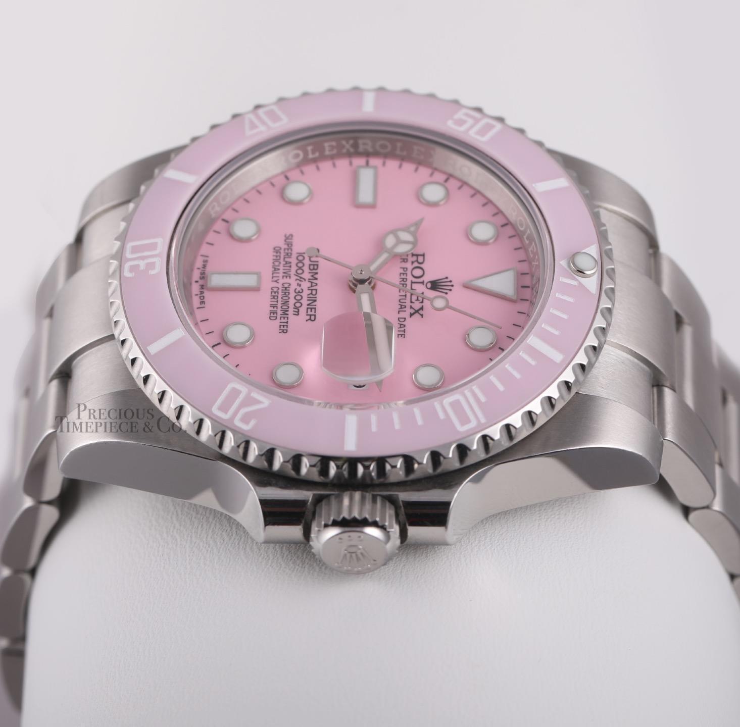 Rolex Submariner 116610 Date Steel 40mm-Custom Pink Ceramic Bezel & Pink Dial