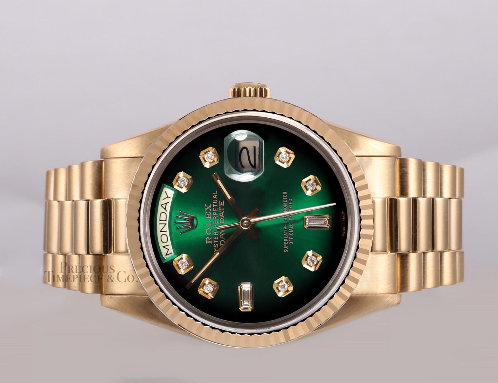 Rolex Day-Date 18238 President- 18k Yellow Gold 36mm-Green Ombre Diamond Dial